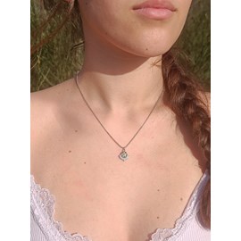 Collier alba artisanal en acier inoxydable et fleur séchée
