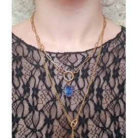 Collier thérésa en acier inoxydable et pierre fine de kyanite