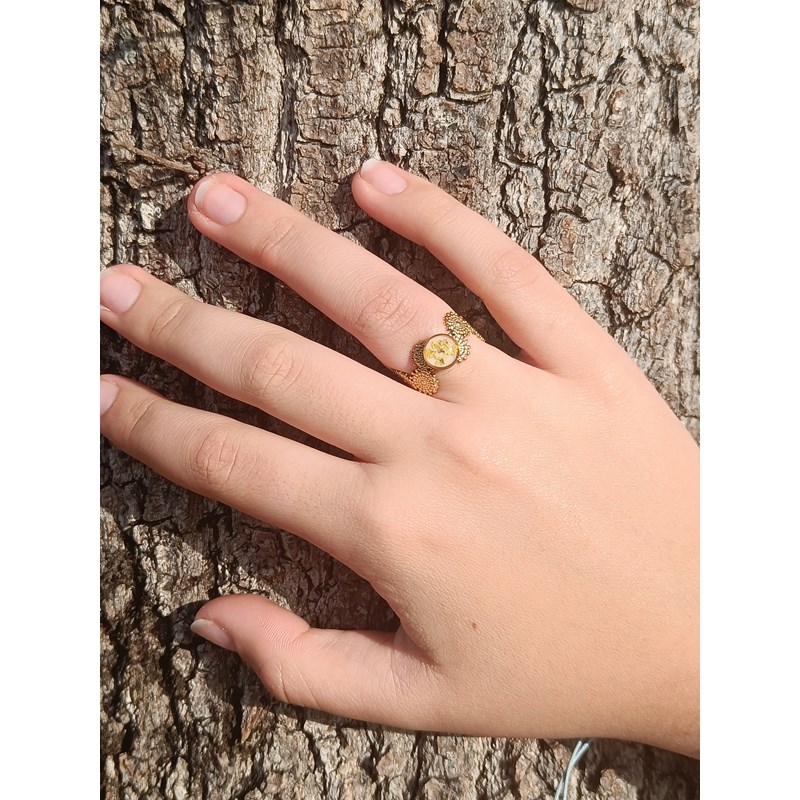 Bague héliya acier inoxydable et fleur séchée