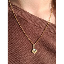 Collier selma en acier inoxydable et fleur séchée et véritables fleurs séchées