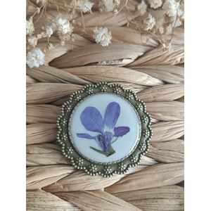 Broche isaure fleur de lobélia véritable fait main