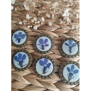 Broche isaure fleur de lobélia véritable fait main