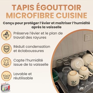 Venteo tapis egouttoir vaisselle cuisine microfibre absorbante - accessoire evie