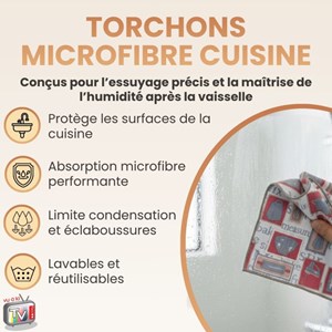 Venteo torchons microfibre cuisine haute absorption x4 - serviette de bain serpi