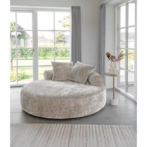 Antik-love seat en tissu chenillé beige ø160 cm