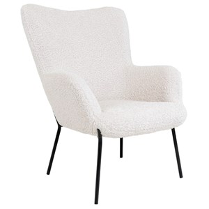 Boris-fauteuil et repose-pied vintage en tissu bouclé écru