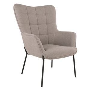 Boris-fauteuil et repose-pied vintage en tissu bouclé taupe