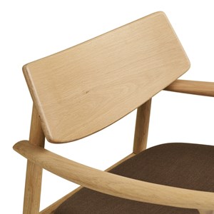 Frida-fauteuil et repose-pied en chêne naturel et tissu marron