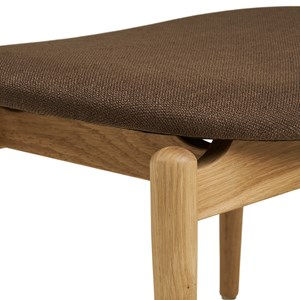 Frida-fauteuil et repose-pied en chêne naturel et tissu marron