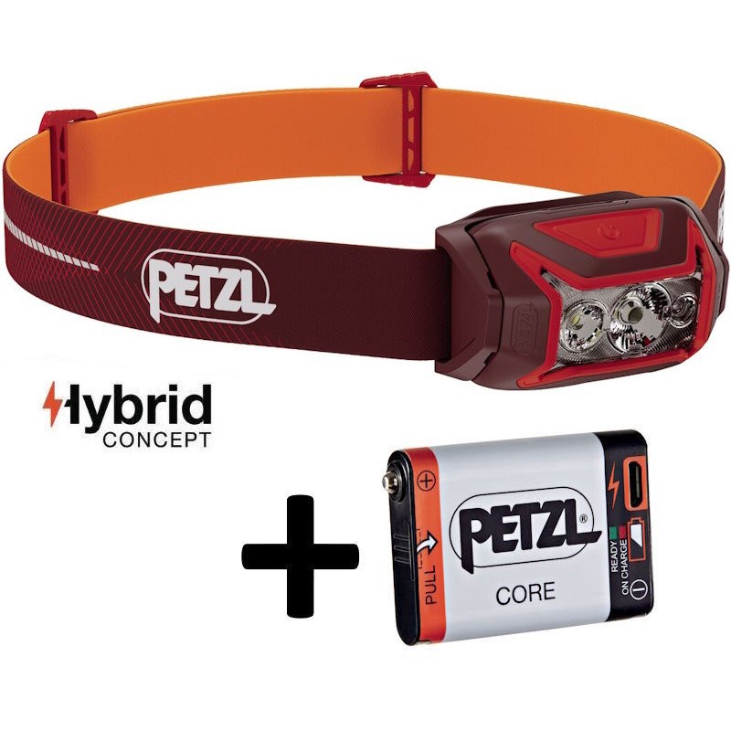 Lampe frontale petzl actik core rouge