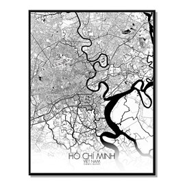 Ho chi minh carte ville city map n&b