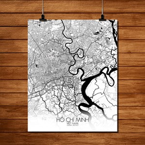 Ho chi minh carte ville city map n&b