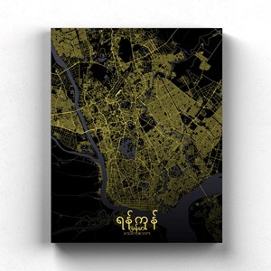 Yangon sur toile city map nuit