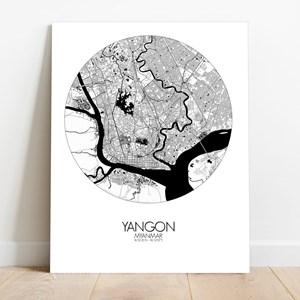 Yangon sur toile city map rond