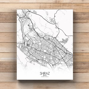 Shiraz sur toile city map n&b