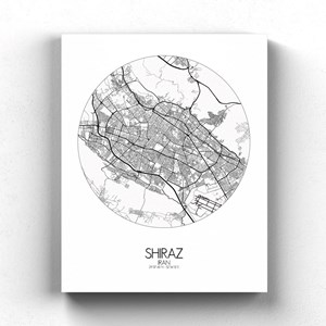 Shiraz sur toile city map rond