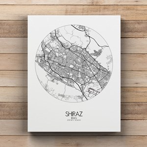 Shiraz sur toile city map rond