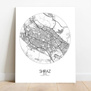 Shiraz sur toile city map rond