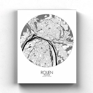 Rouen sur toile city map rond