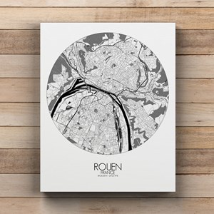 Rouen sur toile city map rond