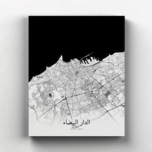 Casablanca sur toile city map n&b