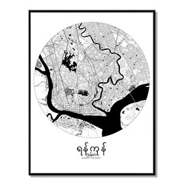 Yangon carte ville city map rond