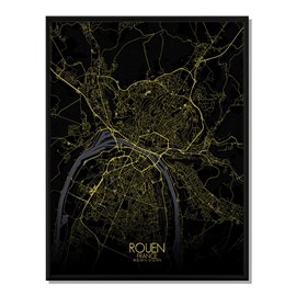 Rouen carte ville city map nuit