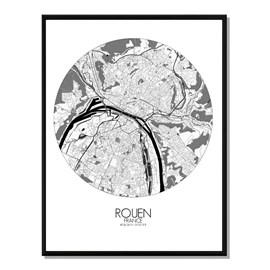 Rouen carte ville city map rond