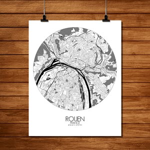 Rouen carte ville city map rond