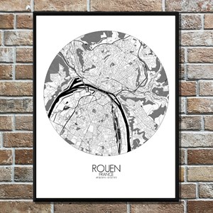 Rouen carte ville city map rond