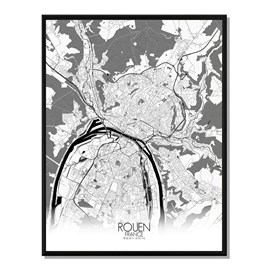 Rouen carte ville city map n&b