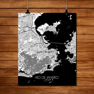 Rio de janeiro carte ville city map n&b