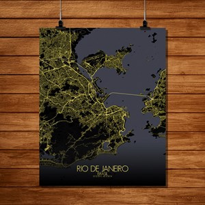 Rio de janeiro carte ville city map nuit