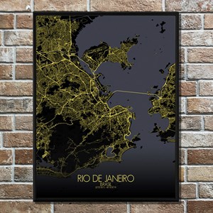 Rio de janeiro carte ville city map nuit