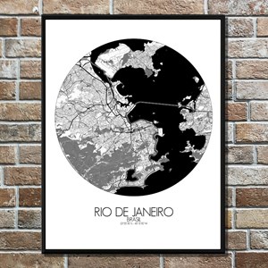 Rio de janeiro carte ville city map rond