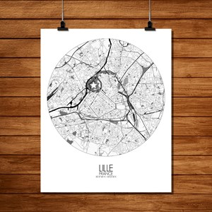 Lille carte ville city map rond