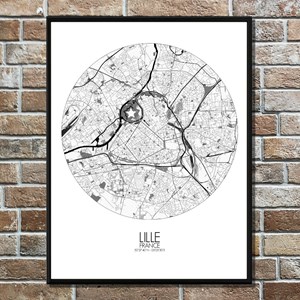Lille carte ville city map rond