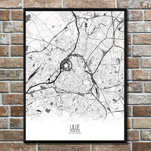 Lille carte ville city map n&b
