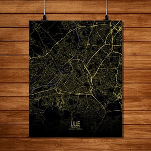 Lille carte ville city map nuit