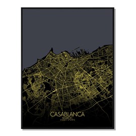 Casablanca carte ville city map nuit