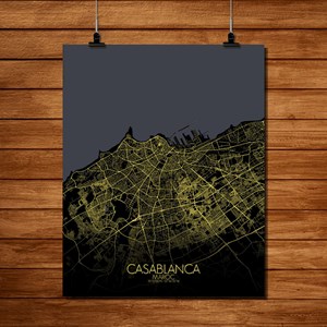 Casablanca carte ville city map nuit