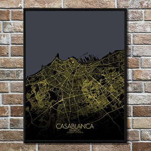 Casablanca carte ville city map nuit