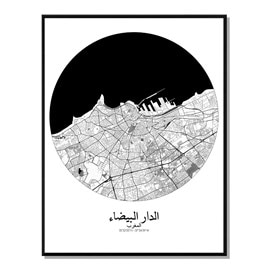 Casablanca carte ville city map rond