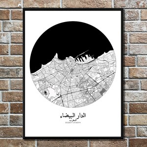 Casablanca carte ville city map rond