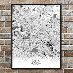 Berlin carte ville city map n&b