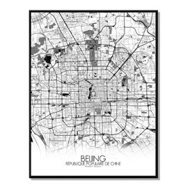 Beijing carte ville city map n&b