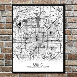 Beijing carte ville city map n&b