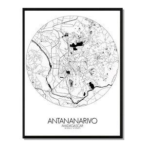 Antananarivo carte ville city map rond