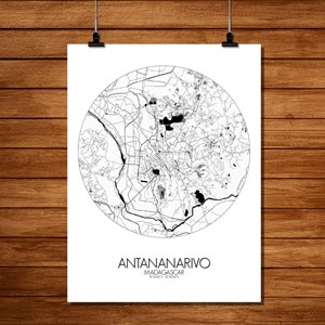 Antananarivo carte ville city map rond
