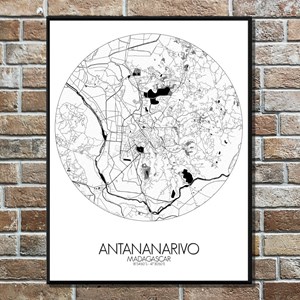 Antananarivo carte ville city map rond